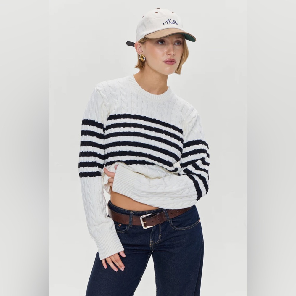 Frankie’s Bikinis Brand new Varsity Cable Knit Sweater size M